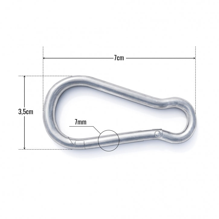 Karbiinihakaset 7 cm kromattua terästä, 5 kpl