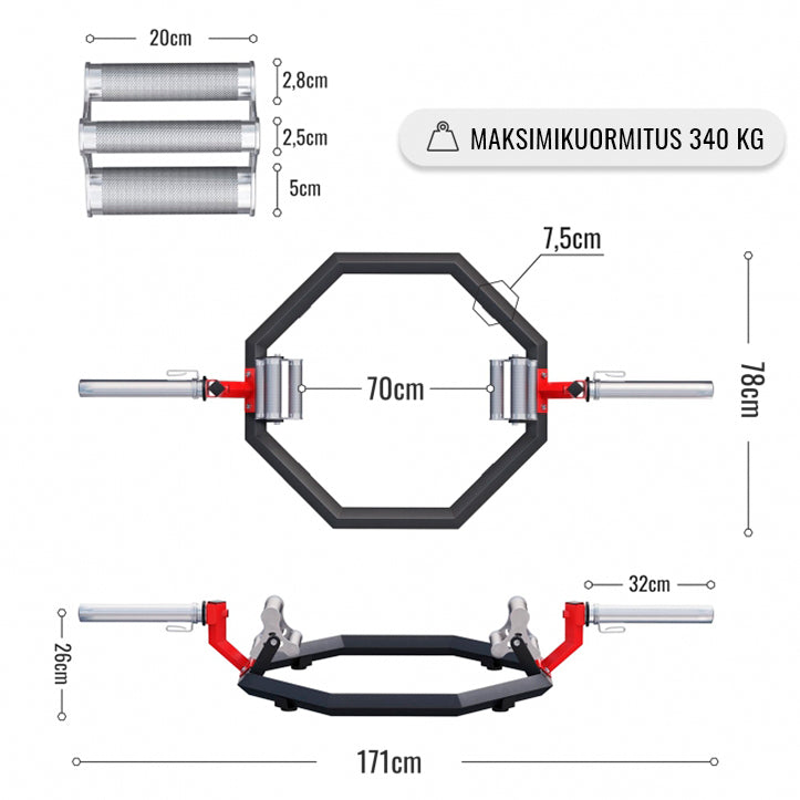 Multi Grip Trap Bar 50 mm jousilukoilla