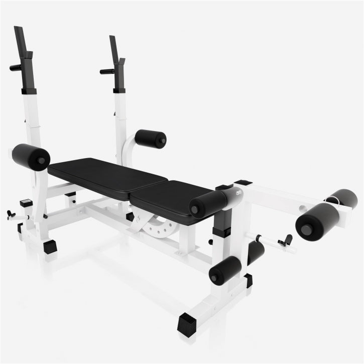 Säädettävä painonnostopenkki + 100 kg levytankosetti, valkoinen