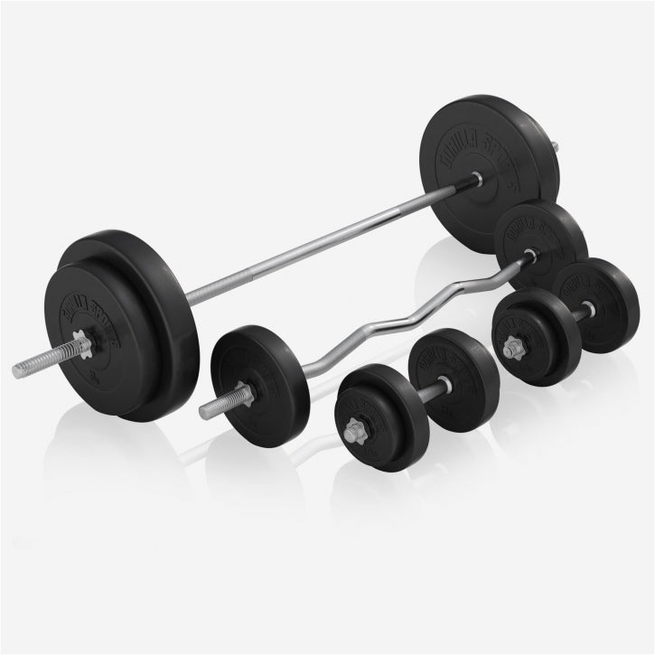 Säädettävä painonnostopenkki + 100 kg levytankosetti, valkoinen