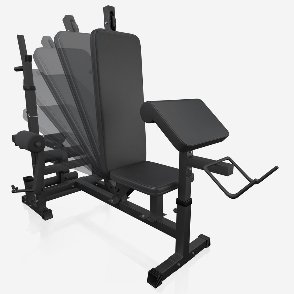 Säädettävä painonnostopenkki + 100 kg levytankosarja, Black Edition