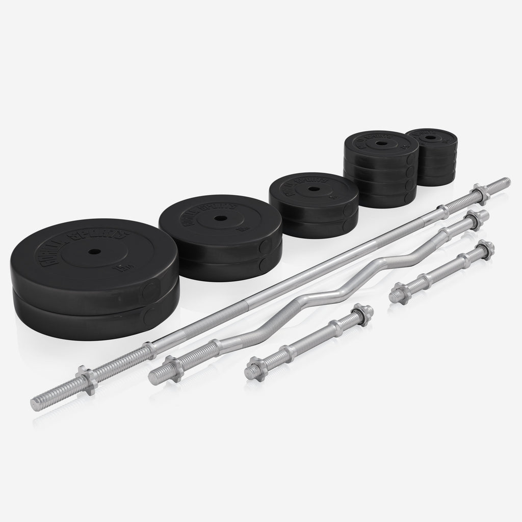 Säädettävä painonnostopenkki + 100 kg levytankosarja, Black Edition