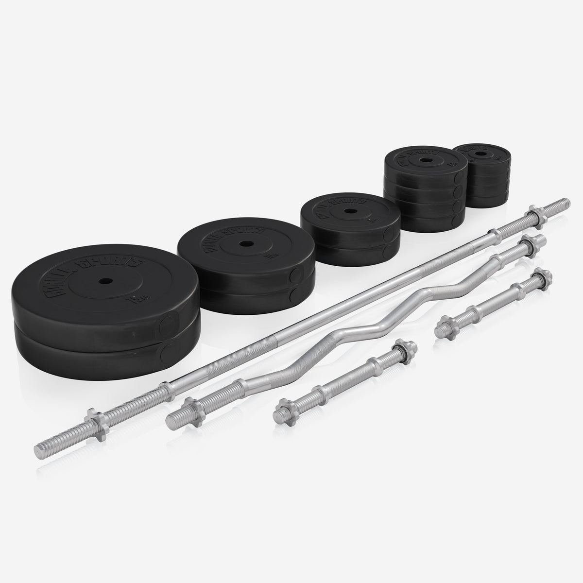 Säädettävä painonnostopenkki + 100 kg levytankosarja, Black Edition