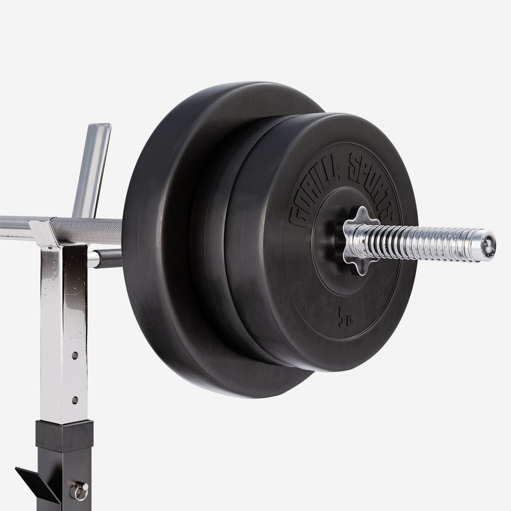 Säädettävä painonnostopenkki + 70 kg levytankosarja