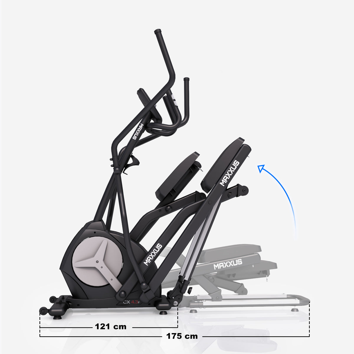 MAXXUS CX 4.3f, kokoontaitettava crosstrainer 51 cm askelpituus ja Bluetooth