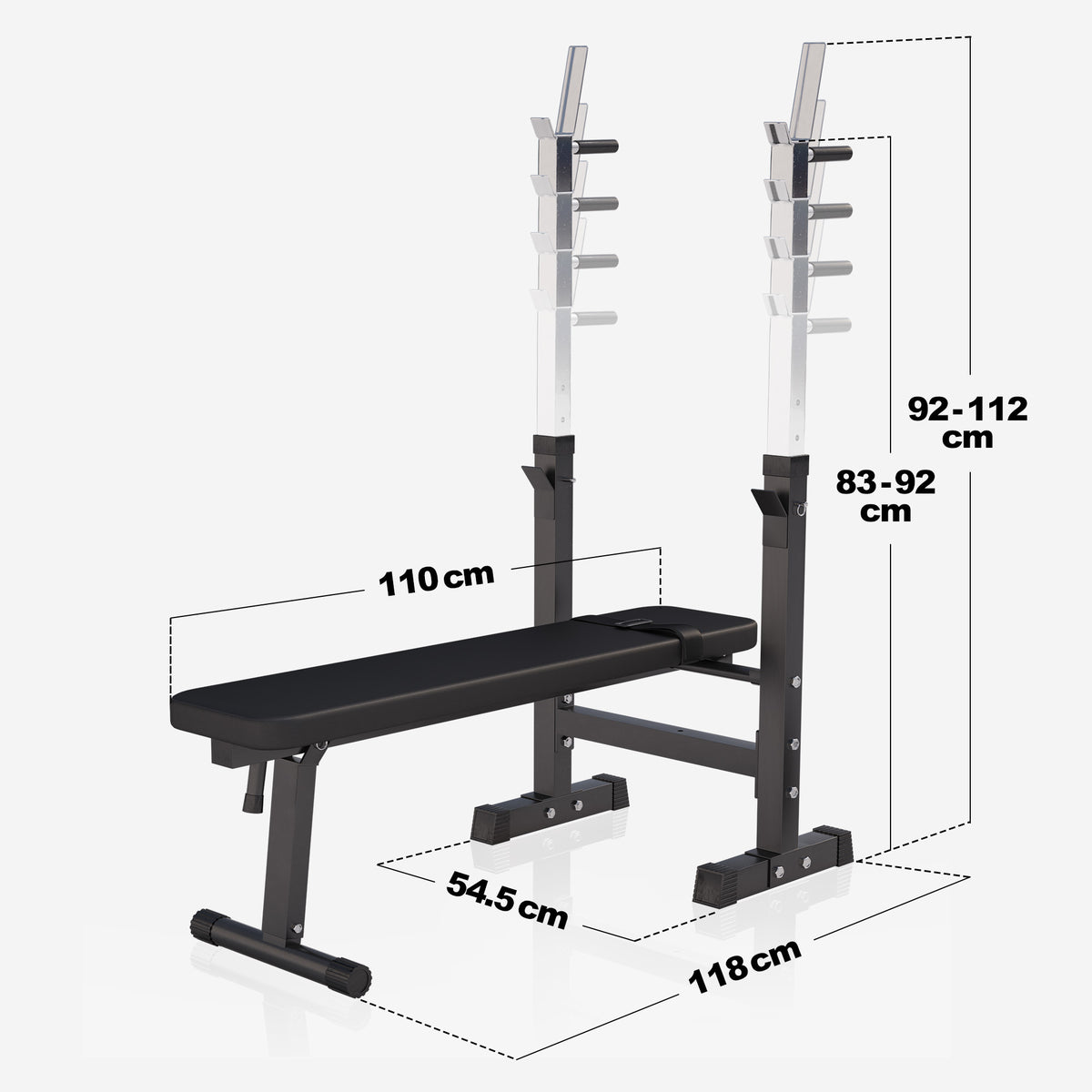 Säädettävä painonnostopenkki ja levytankosarja 100 kg