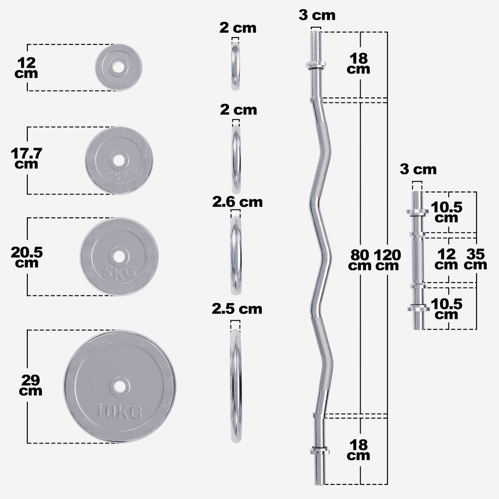 Kromattu levytankosarja 70 kg EZ-tangolla