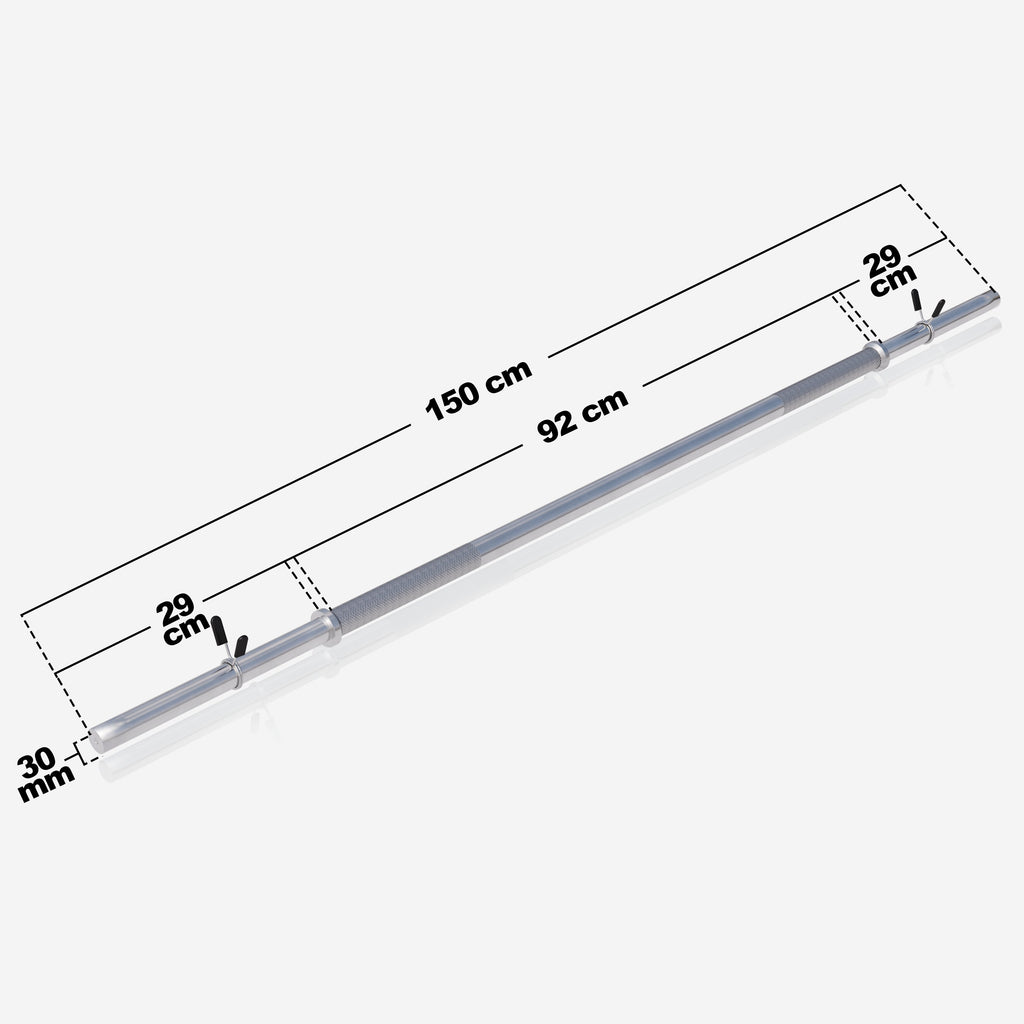 Suora levytanko 150 cm jousilukoilla