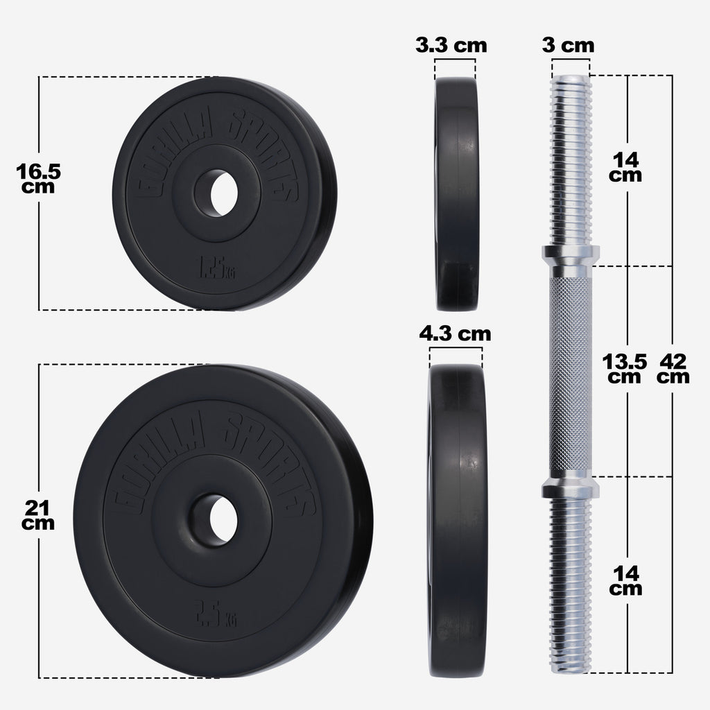 Säädettävä vinyylikäsipainosetti 30 kg, 30mm