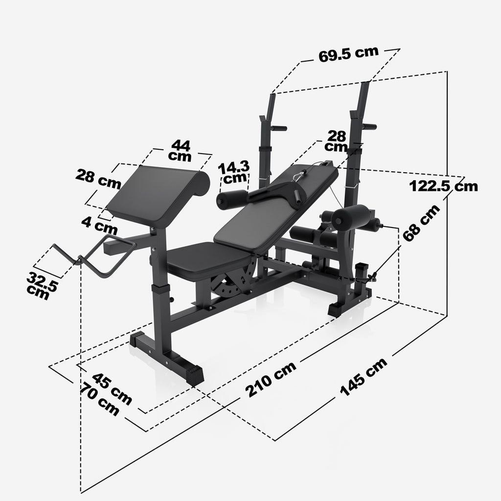 Säädettävä monitoimipenkki max 280 kg, Black Edition