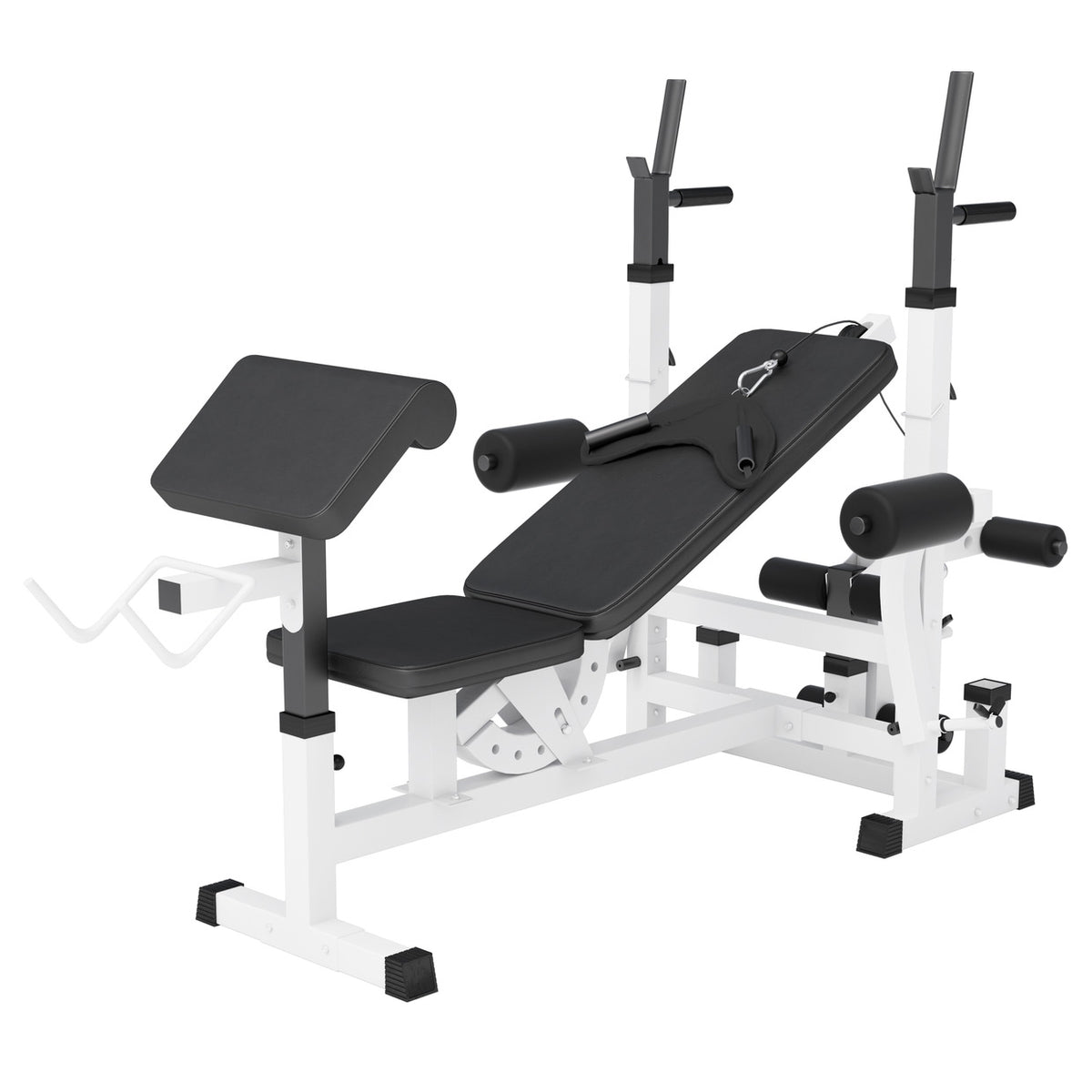 Säädettävä monitoimipenkki max 280 kg, valkoinen
