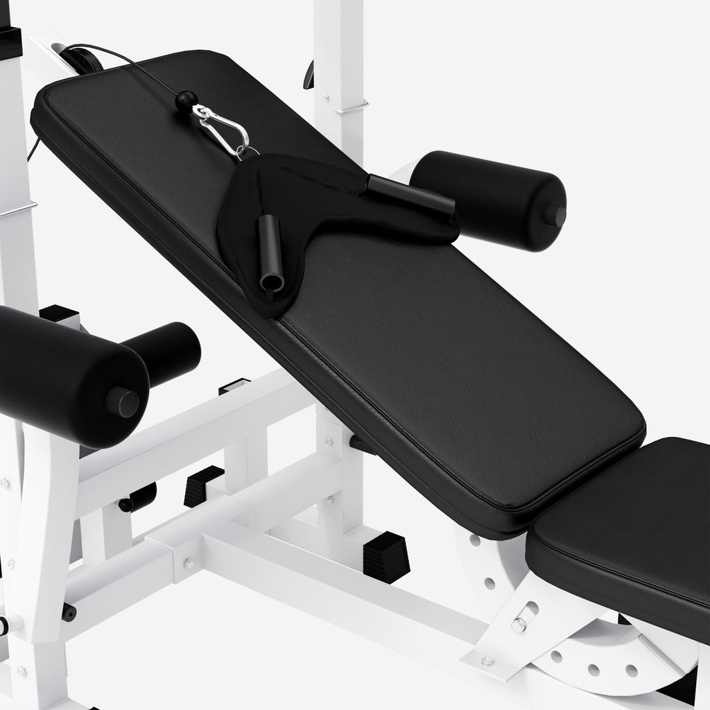 Säädettävä monitoimipenkki max 280 kg, valkoinen