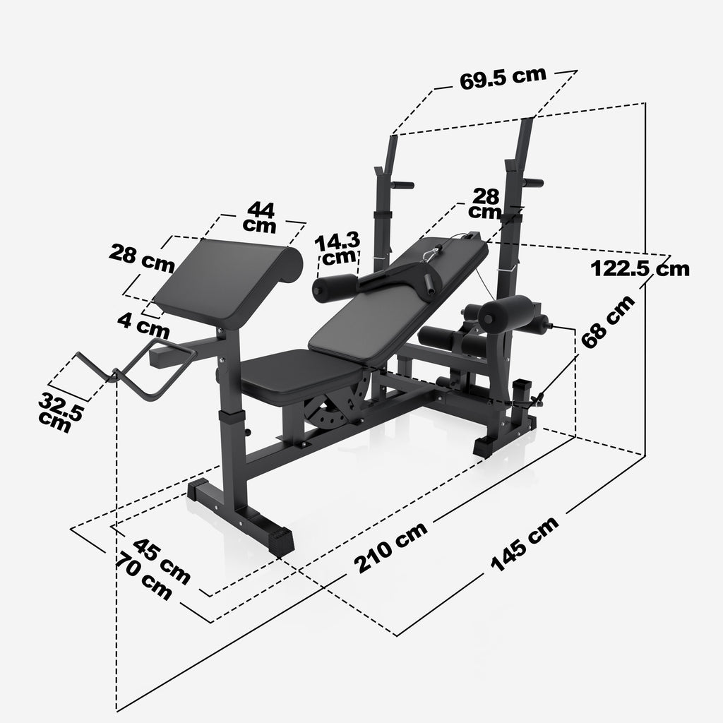 Monitoiminen treeniasema + levytankosarja 108 kg