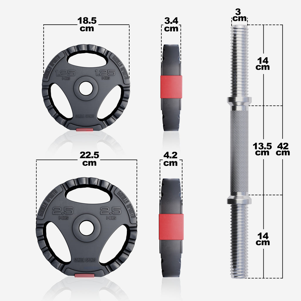 Vinyyli Tri Grip käsipainosetti 30 kg, 30mm