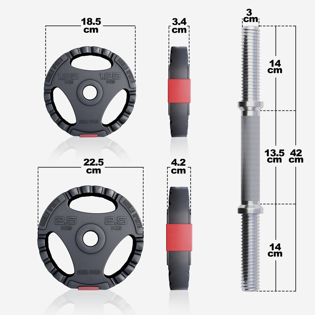 Vinyyli Tri Grip käsipainosetti 30 kg, 30mm