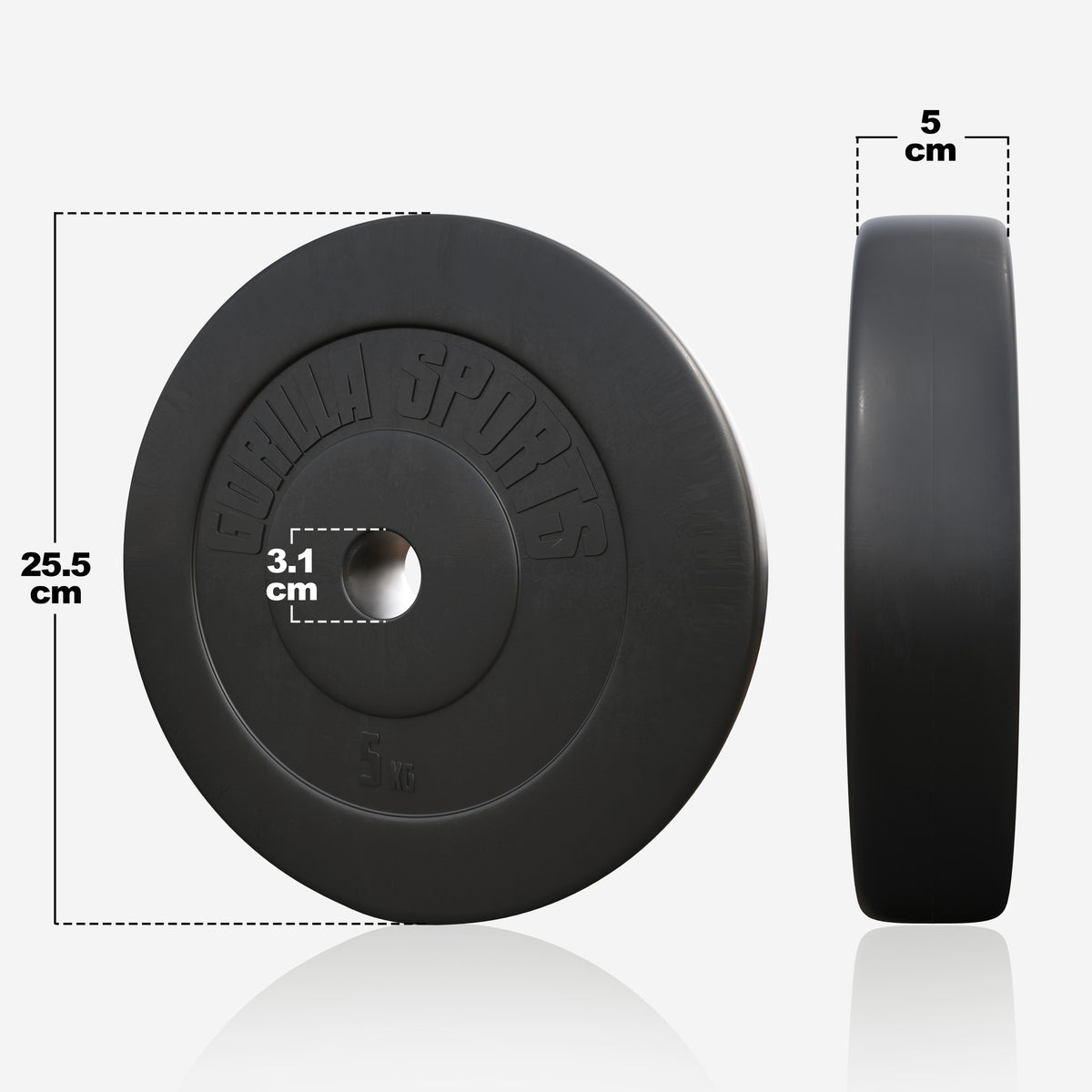 Vinyylipäällysteinen levypaino 5 kg 30 mm