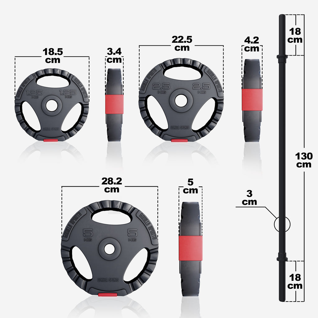 Body Pump setti 19,5 kg Tri Grip levypainoilla