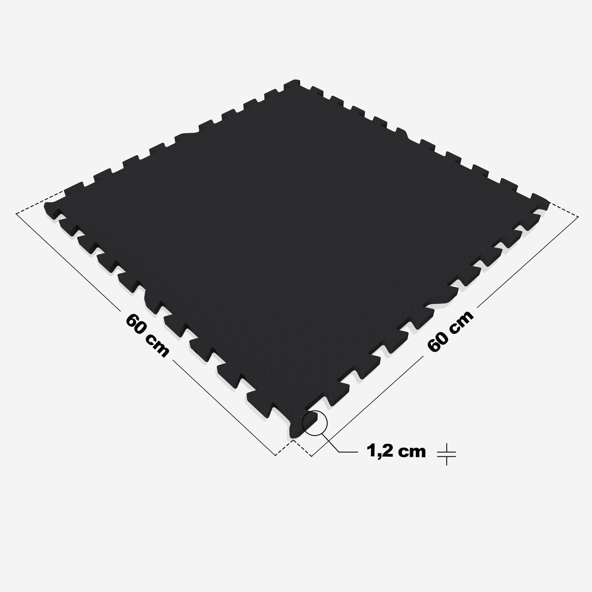 Palamatto 8 palaa 60 x 60 x 1,2 cm, musta
