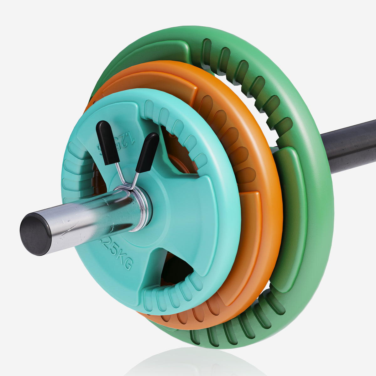 Pump-tankosarja 19,3 kg kumipinnoitteisilla levypainoilla