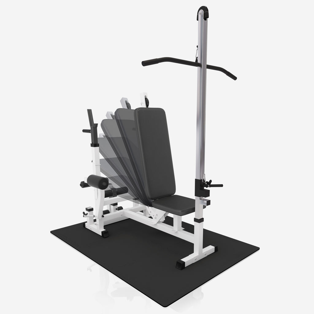 Painonnostopenkki ylätaljalla + 100 kg levytankosarja ja suojamatto