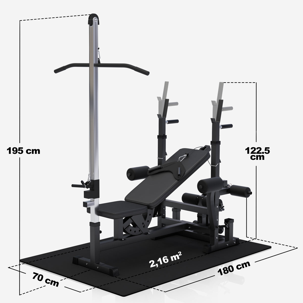 Monipuolinen kotikuntoilulaite 100 kg painosarjalla