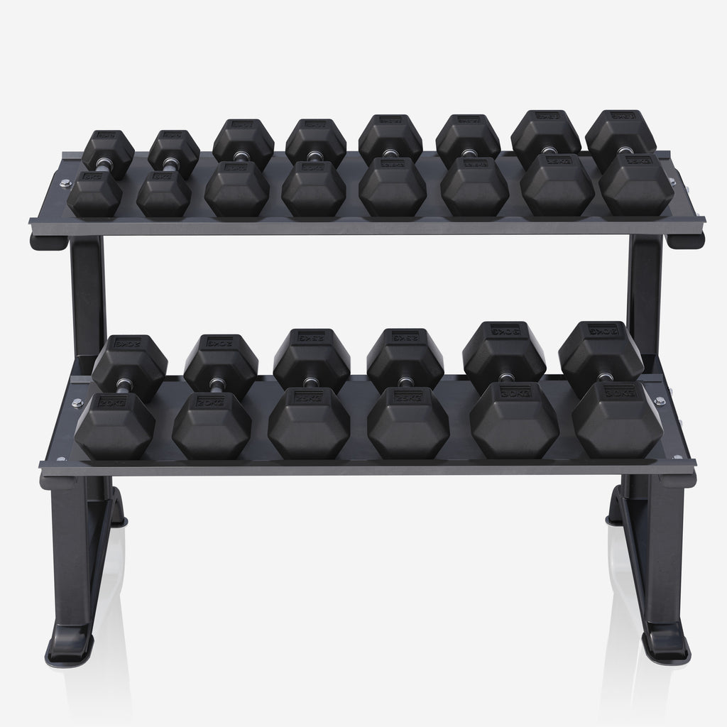Hexagon-käsipainosetti 237 kg telineellä