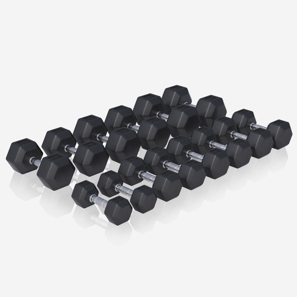 Hexagon-käsipainosetti 237 kg telineellä