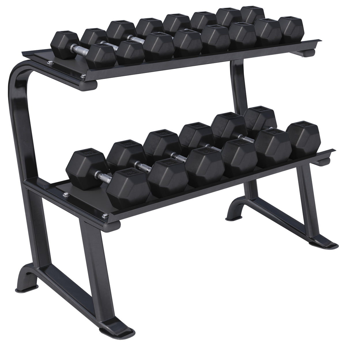 Hexagon-käsipainosetti 237 kg telineellä