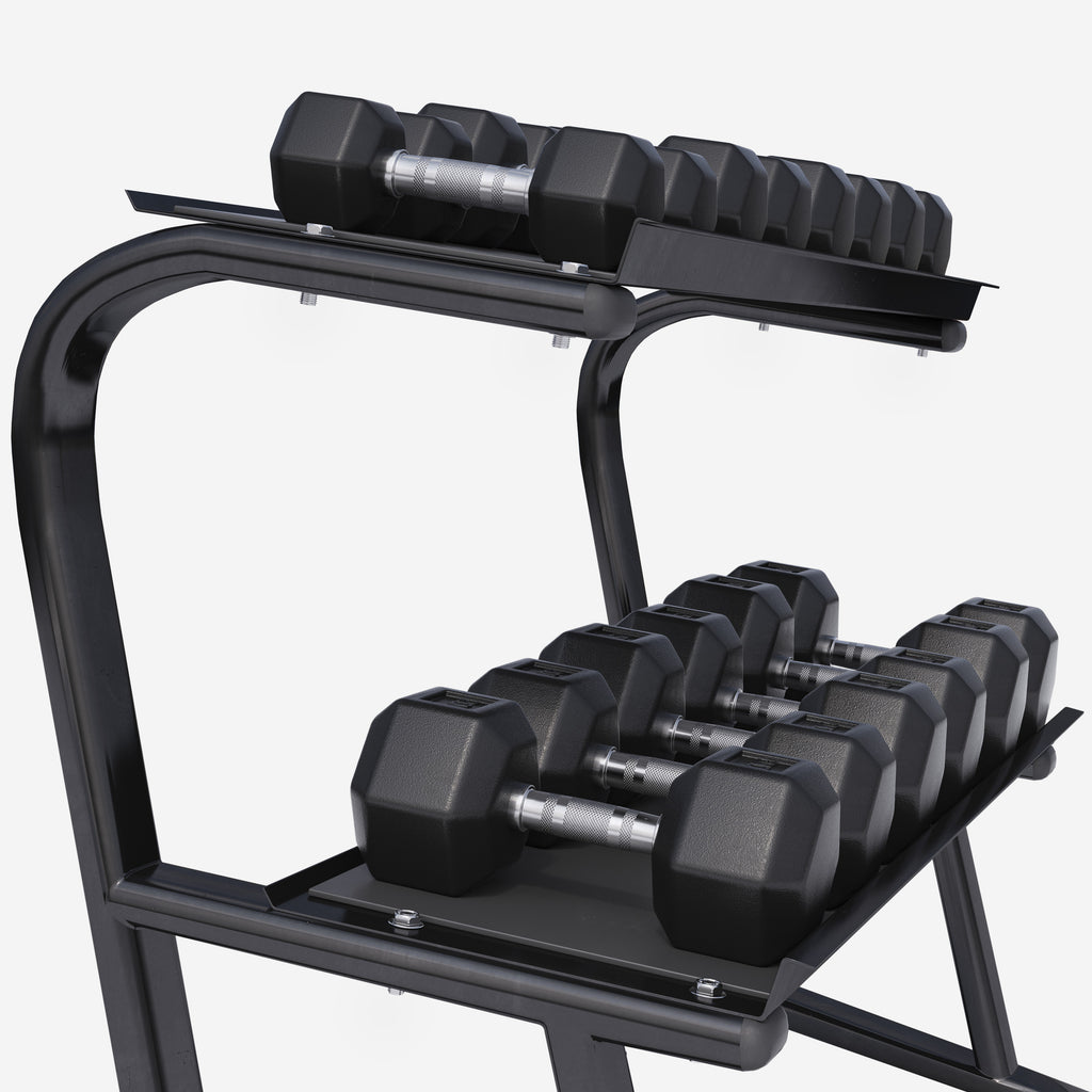 Hexagon-käsipainosetti 237 kg telineellä