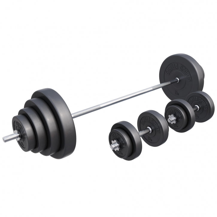 Vinyylinen levytankosarja 100 kg tangolla ja käsipainoilla