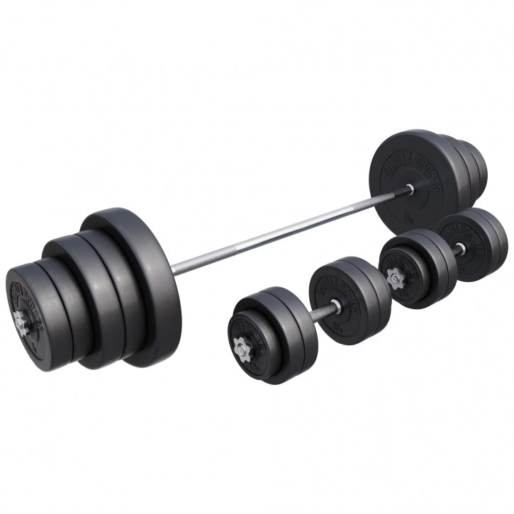 Vinyylinen levytankosarja 130 kg tangolla ja käsipainoilla