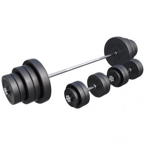 Vinyylinen levytankosarja 130 kg tangolla ja käsipainoilla