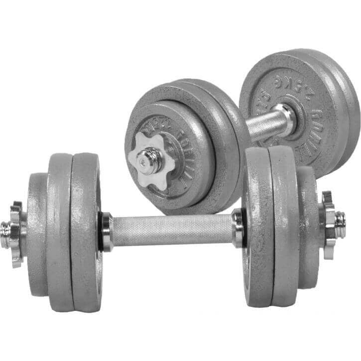 Valurautainen käsipainosetti 30 kg kierrelukoilla