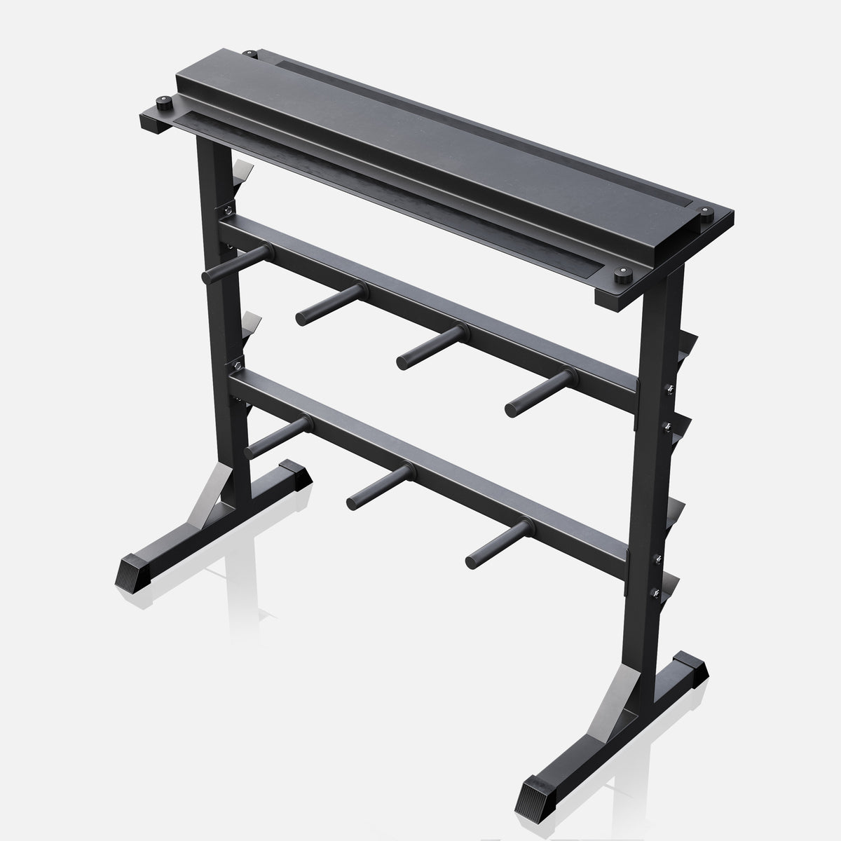 3-In-1 painoteline levypainoille, käsipainoille ja tangoille, musta