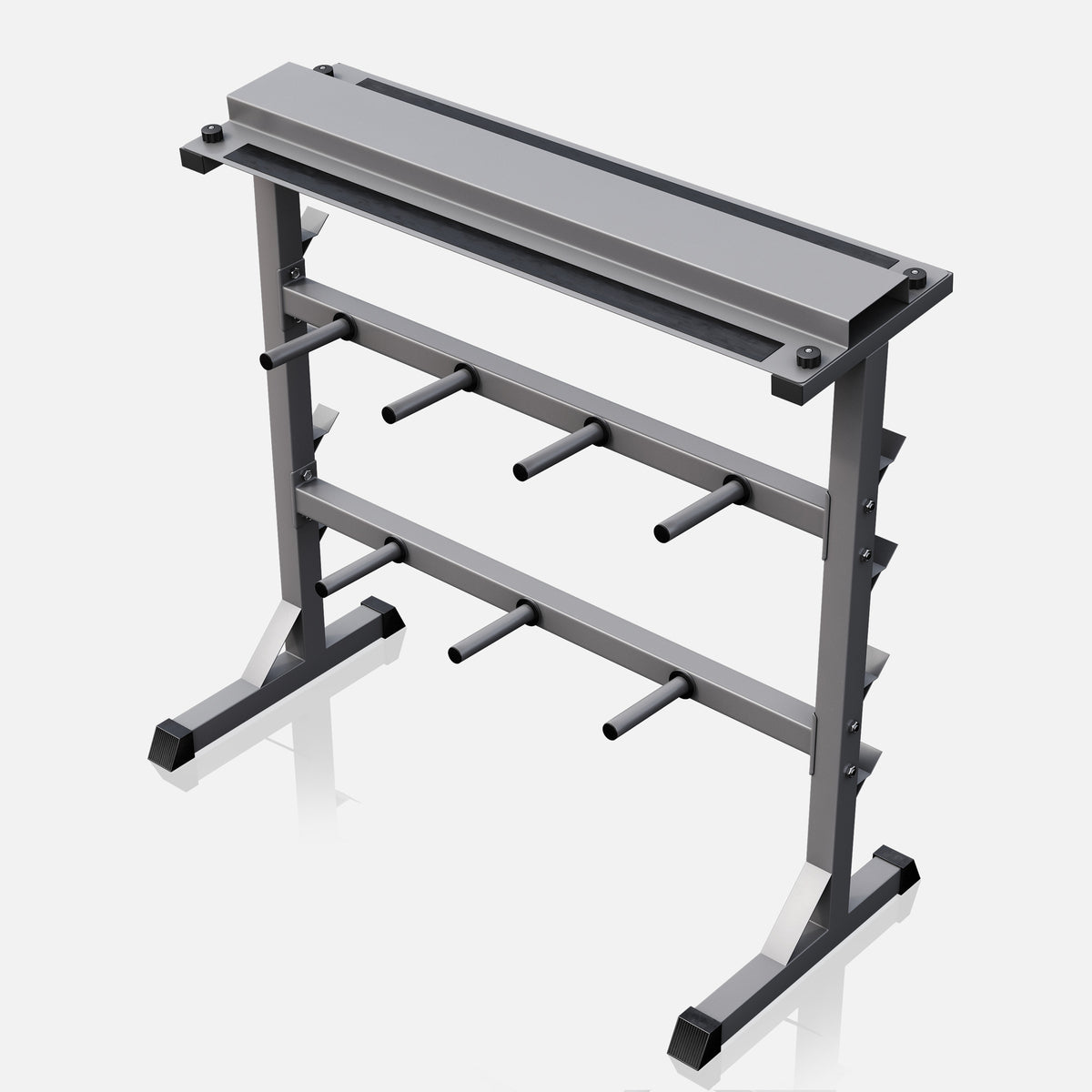 3-In-1 painoteline levypainoille, käsipainoille ja tangoille, harmaa