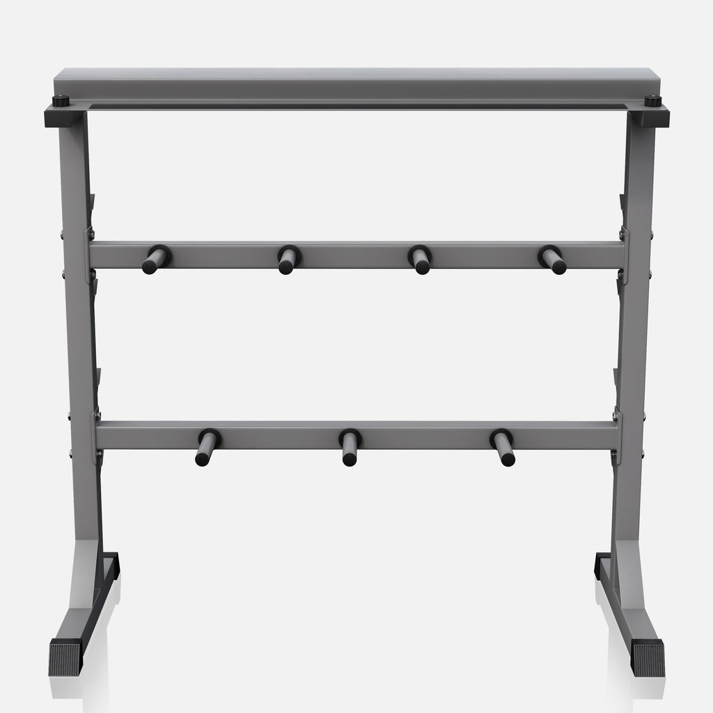 3-In-1 painoteline levypainoille, käsipainoille ja tangoille, harmaa