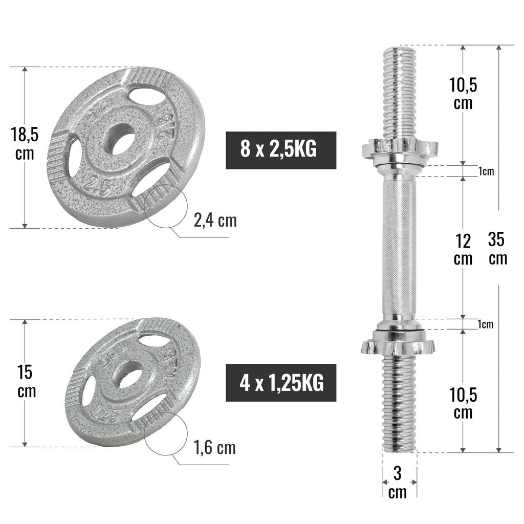 Tri Grip käsipainosetti 30 kg valuraudasta