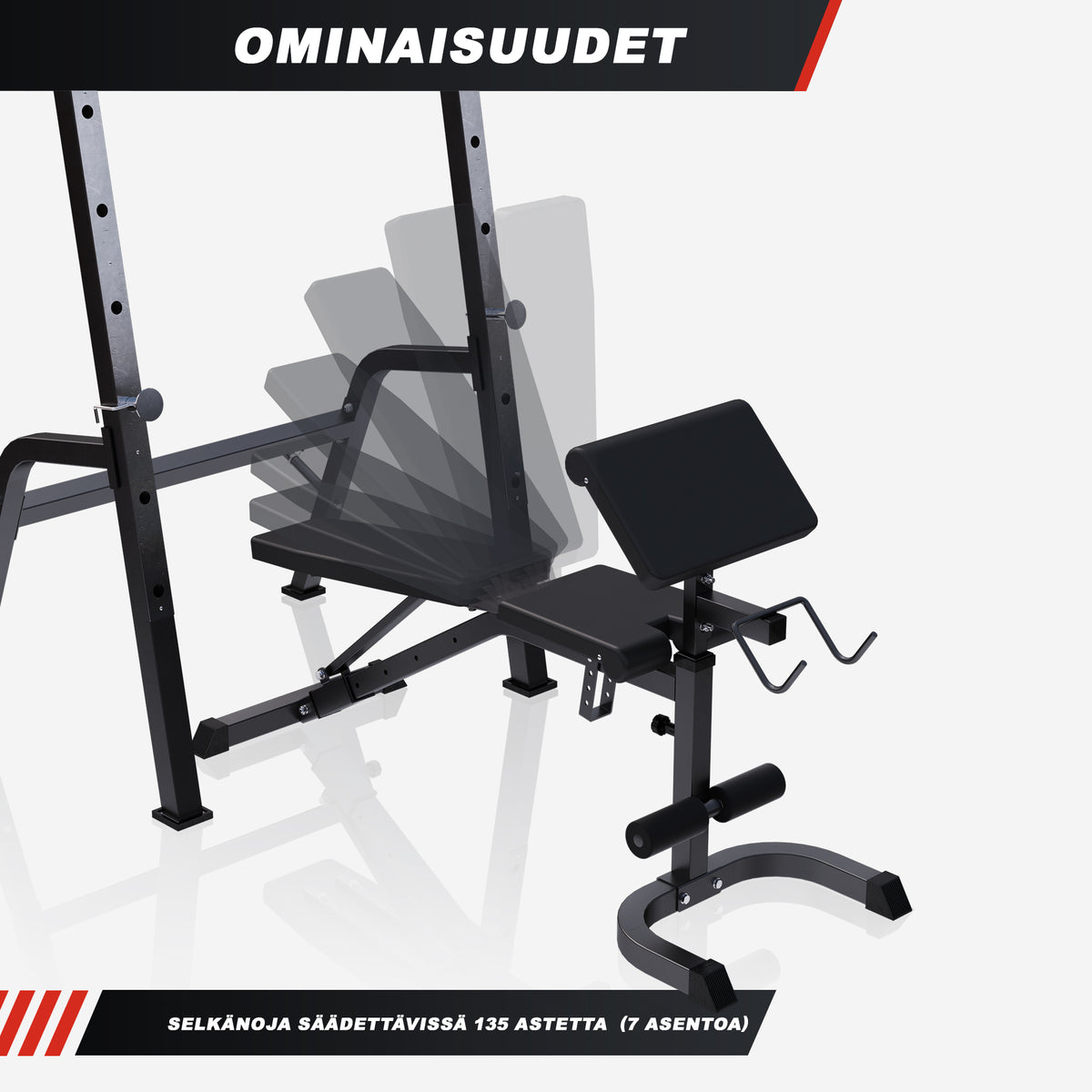 Säädettävä 5-in-1 treenipenkki, valkoinen