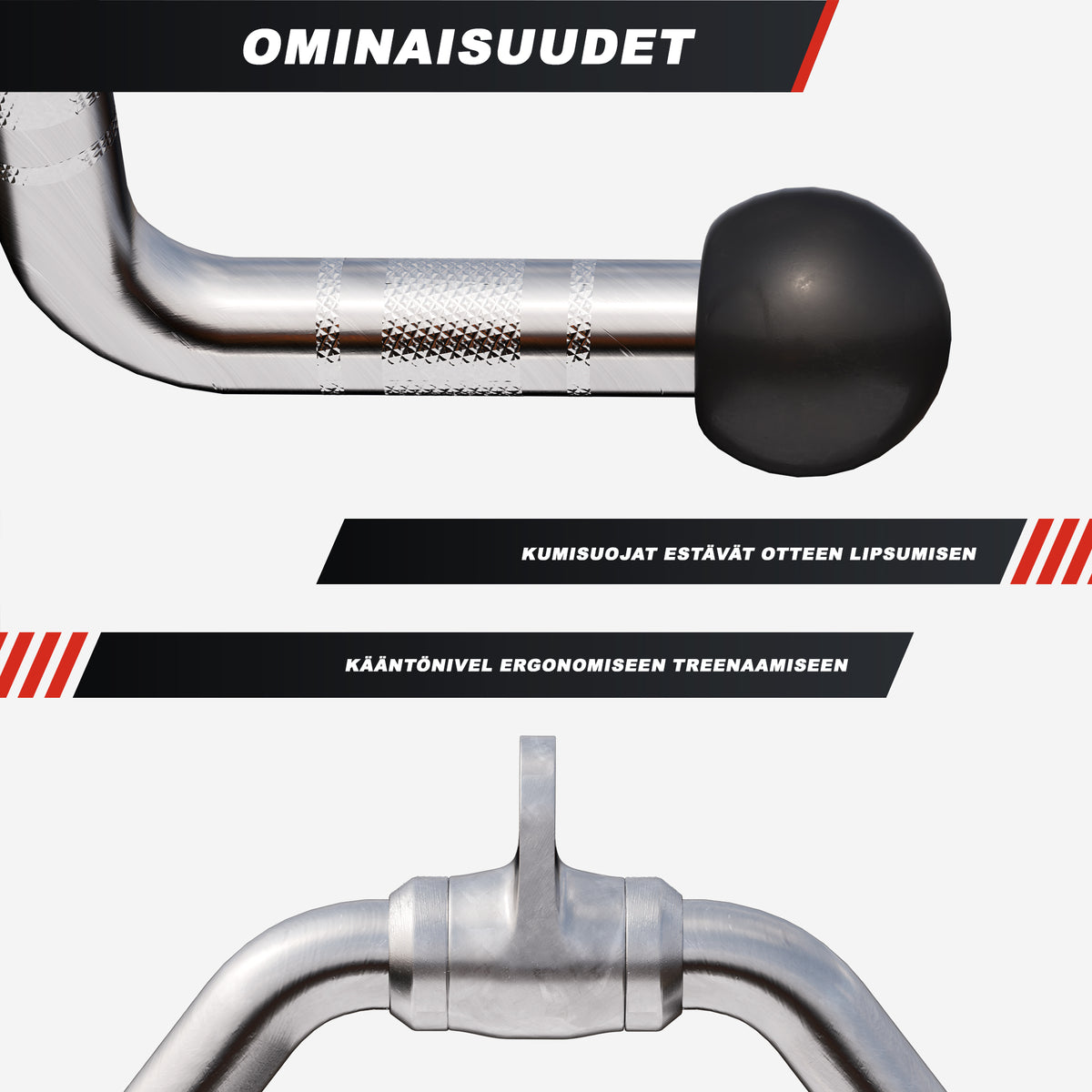 Kumipäinen soutukahva taljaan 30 cm