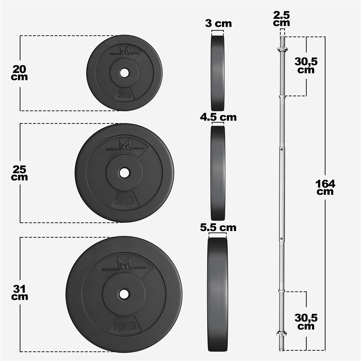Levytankosetti 60 kg suoralla tangolla