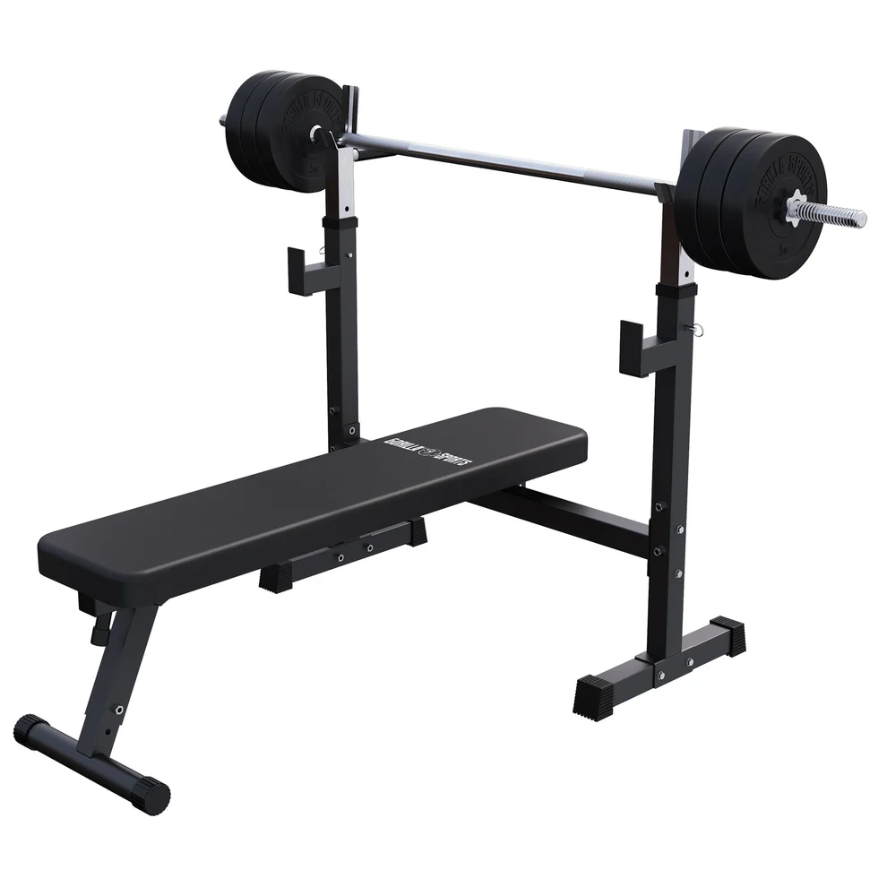 Taitettava painonnostopenkki + 40 kg levytankosarja