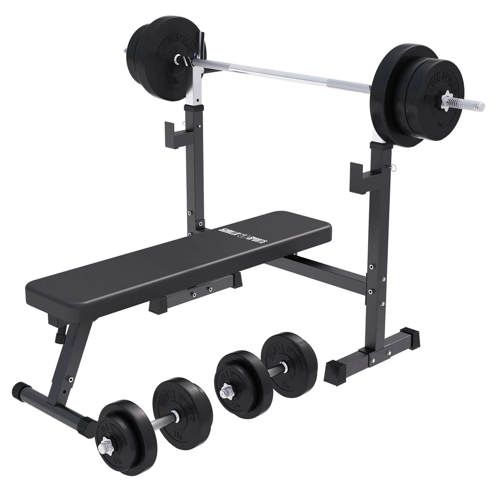 Taitettava painonnostopenkki + 70 kg levytankosarja