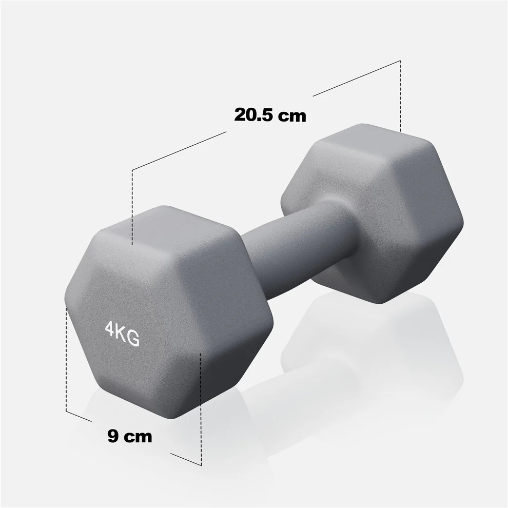 Neopreenikäsipainot 4 kg, 2 kpl, harmaa