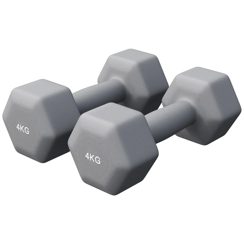 Neopreenikäsipainot 4 kg, 2 kpl, harmaa