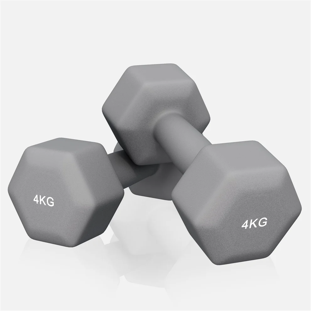 Neopreenikäsipainot 4 kg, 2 kpl, harmaa