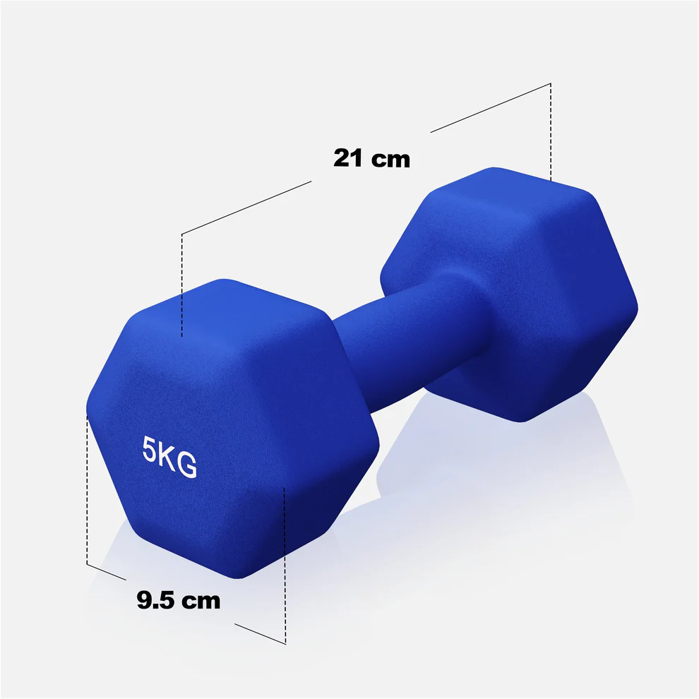 Neopreenikäsipainot 5 kg, 2 kpl, laivastonsininen
