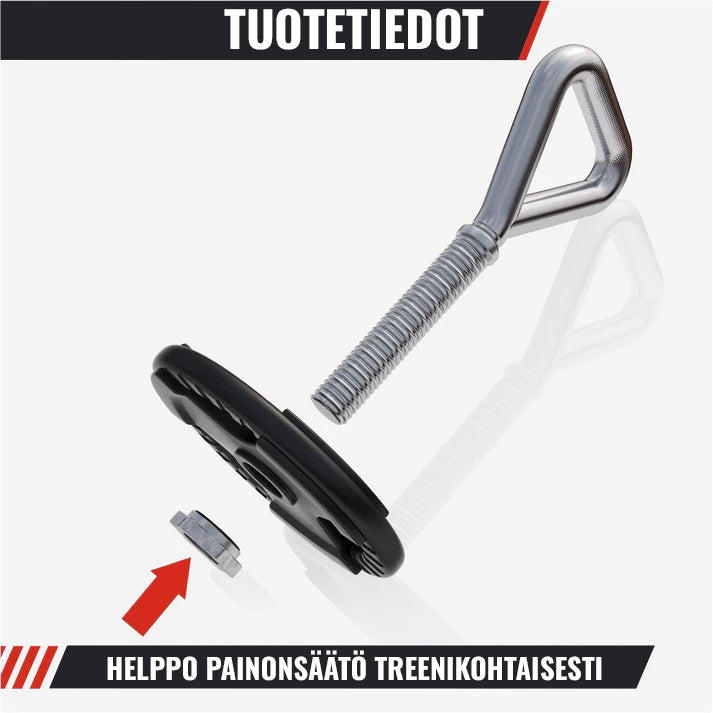 Säädettävä kahvakuulakahva levypainoille, max 50 kg
