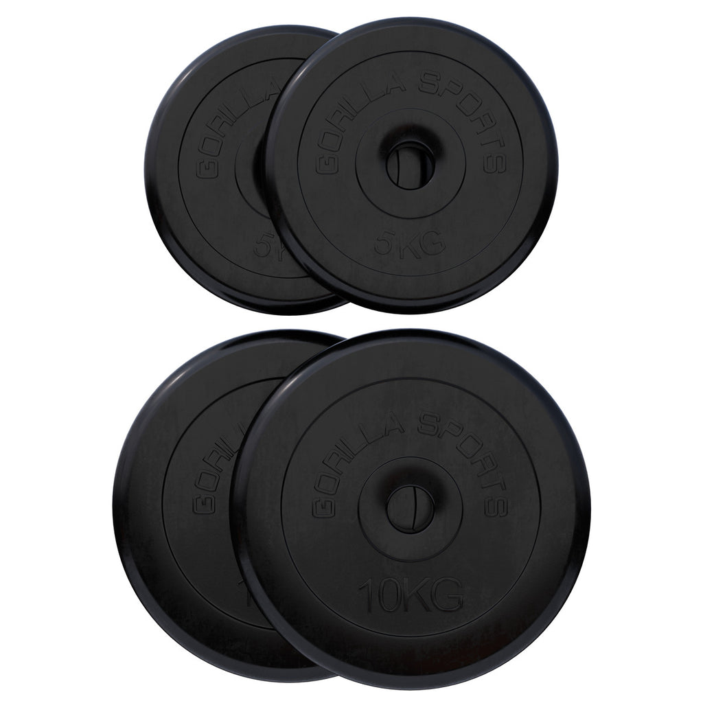 Kumiset levypainot 2 x 5 kg + 2 x 10 kg, 30 mm