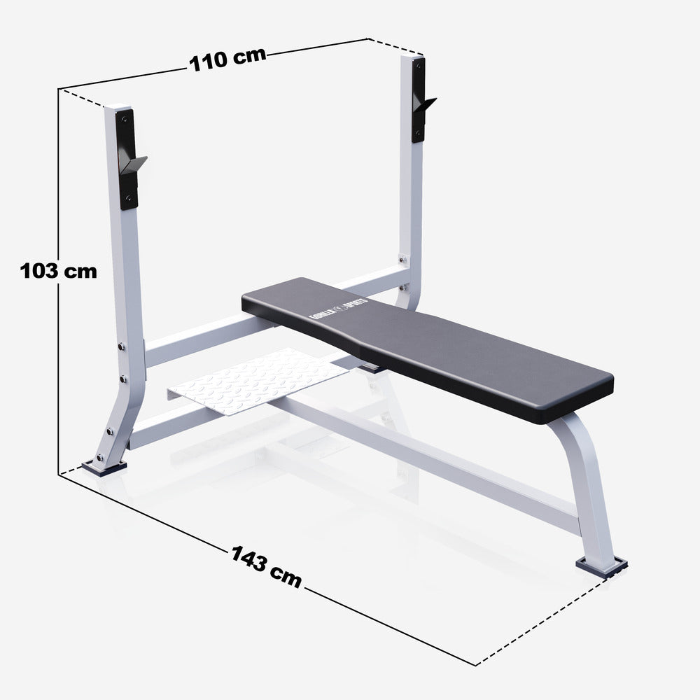 Leveä painonnostopenkki max 250 kg, valkoinen