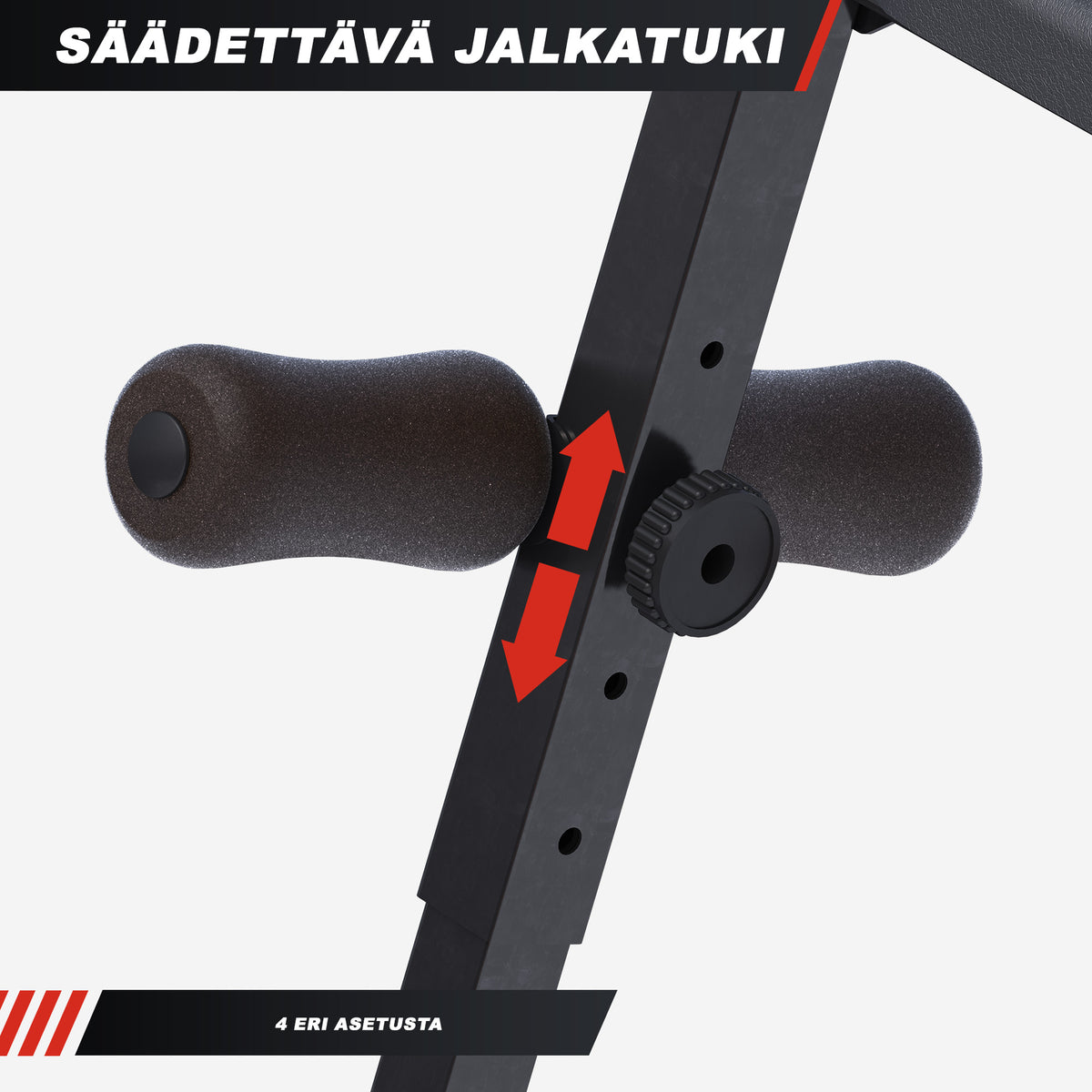 Säädettävä vatsalihaspenkki pehmusteella, musta
